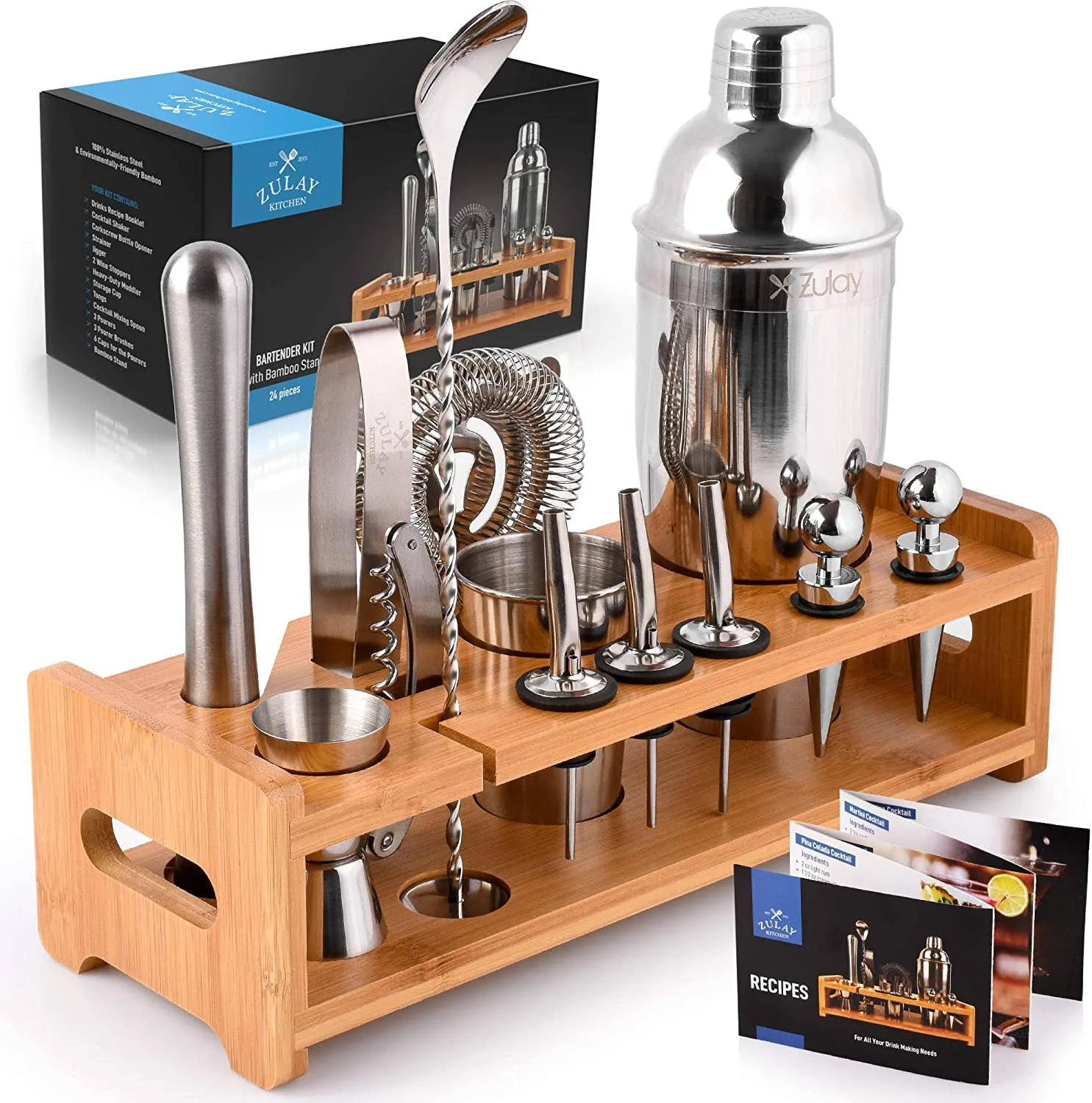 Zulay 24-Piece Stainless Steel Bartender Set Kit